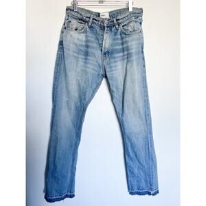 BTFL Denim Jeans Mens Sz 30 Raw Hem Distressed Medium Blue Japanese Streetwear
